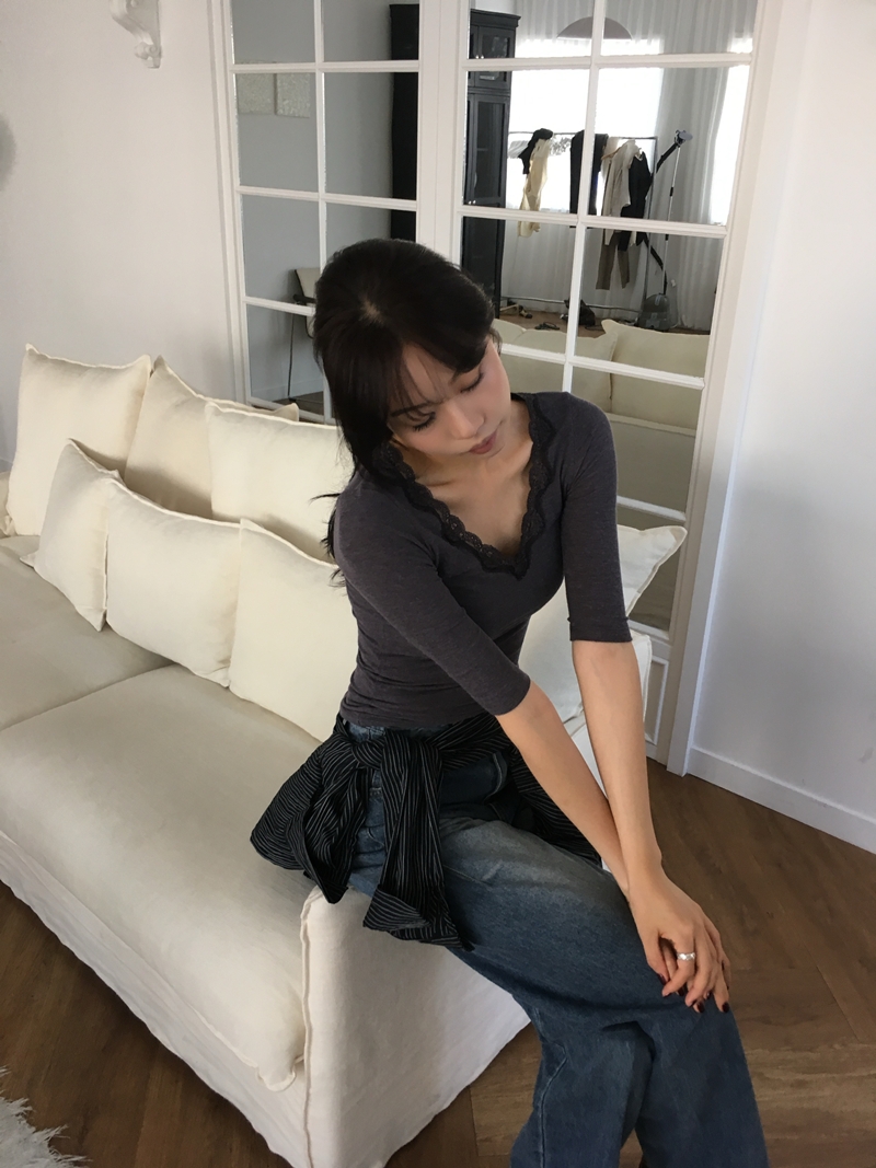 26fw Lace cotton 7부- TEE (3COLOR)