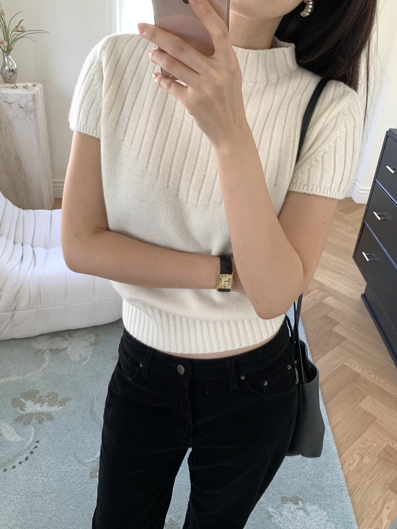 FW CASH Half sleeve Knit TOP (2COLOR)