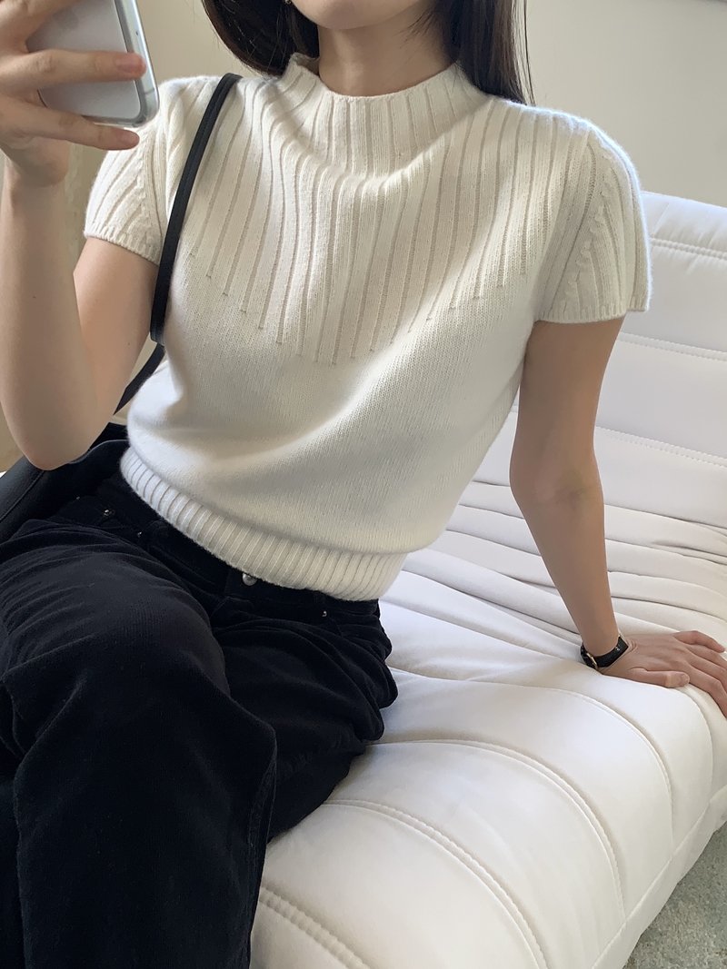 FW CASH Half sleeve Knit TOP (2COLOR)