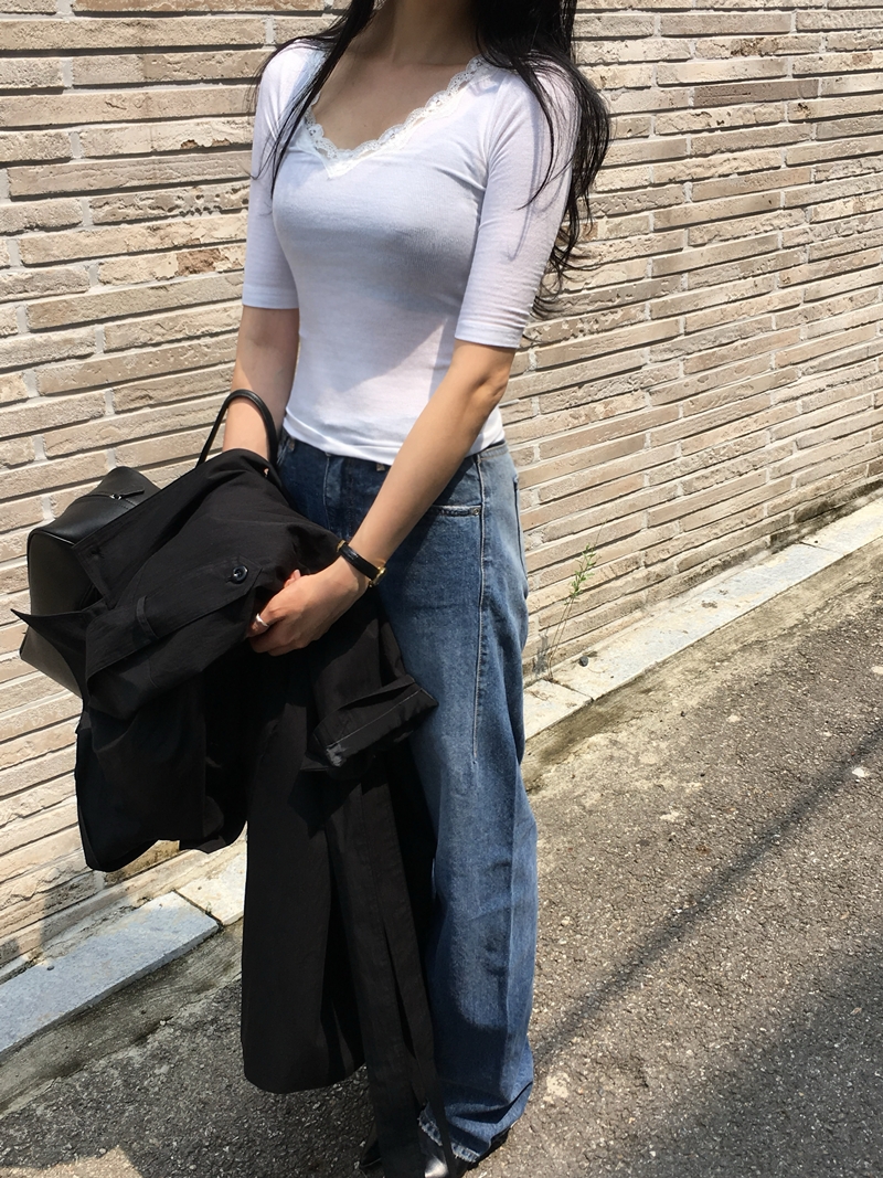 26fw Lace cotton 7부- TEE (3COLOR)