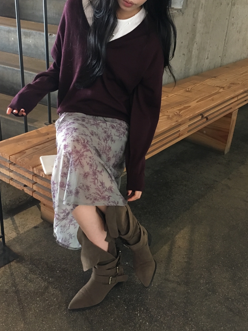 26FW FLOWER see through SK (2COLOR)
