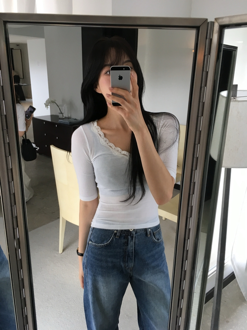 26fw Lace cotton 7부- TEE (3COLOR)