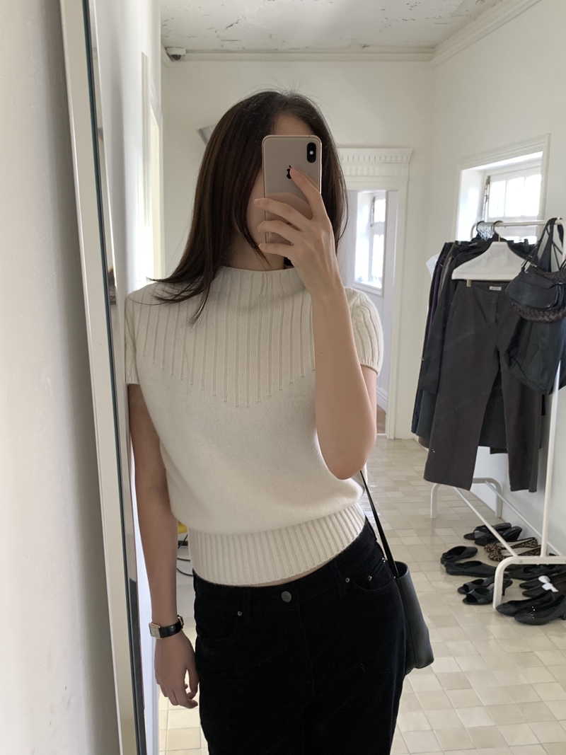 FW CASH Half sleeve Knit TOP (2COLOR)