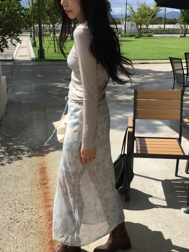 26FW FLOWER see through SK (2COLOR)
