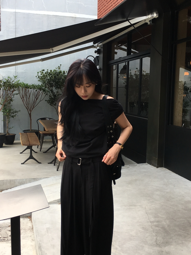 Linen BELT pintuck slacks