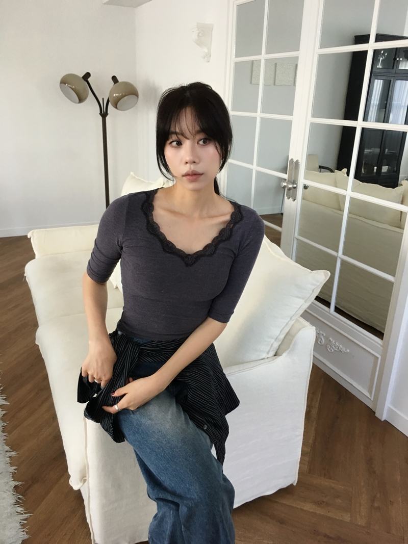 26fw Lace cotton 7부- TEE (3COLOR)
