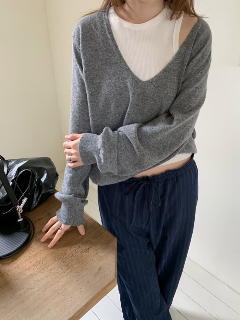 26fw Deep cashmere V-neck knit (3COLOR)