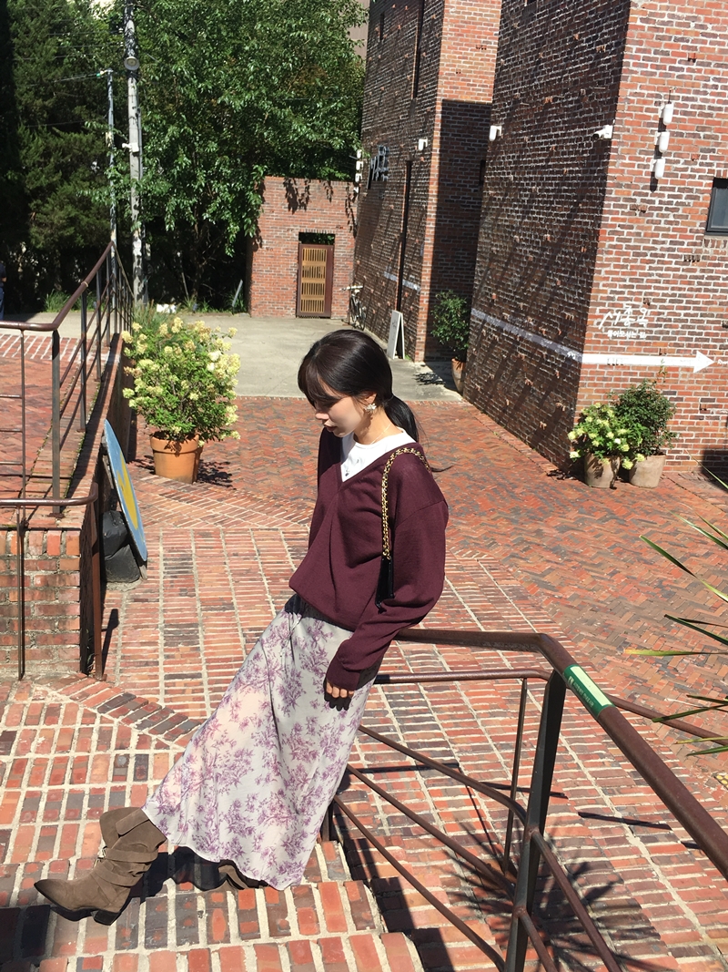 26FW FLOWER see through SK (2COLOR)