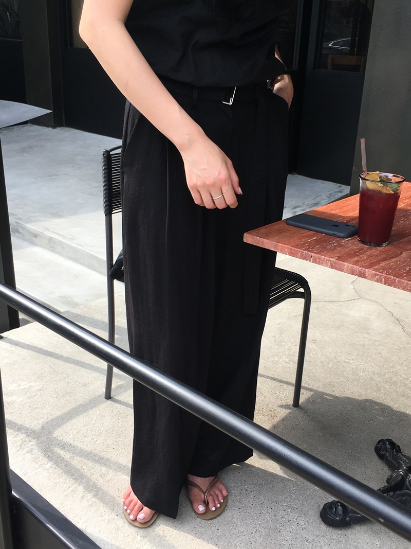 Linen BELT pintuck slacks