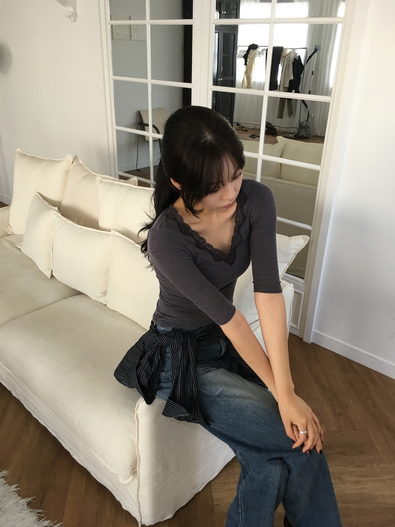 26fw Lace cotton 7부- TEE (3COLOR)