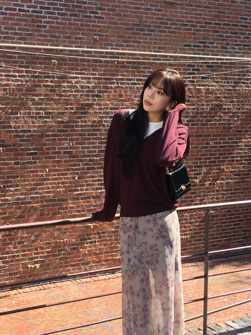 26FW FLOWER see through SK (2COLOR)