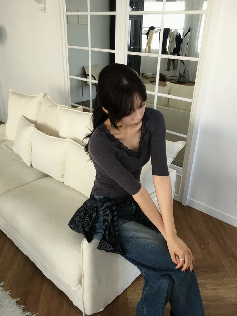 26fw Lace cotton 7부- TEE (3COLOR)