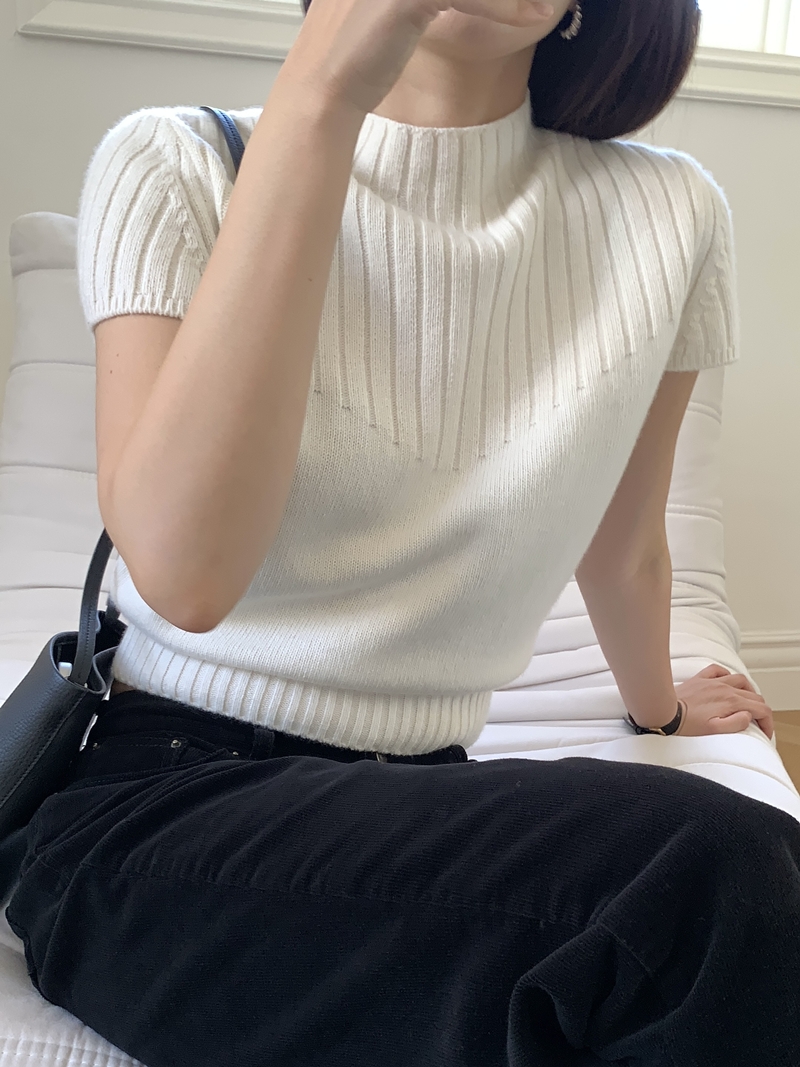 FW CASH Half sleeve Knit TOP (2COLOR)