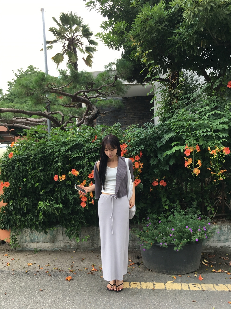 Cotton Maxi long SK (2COLOR)