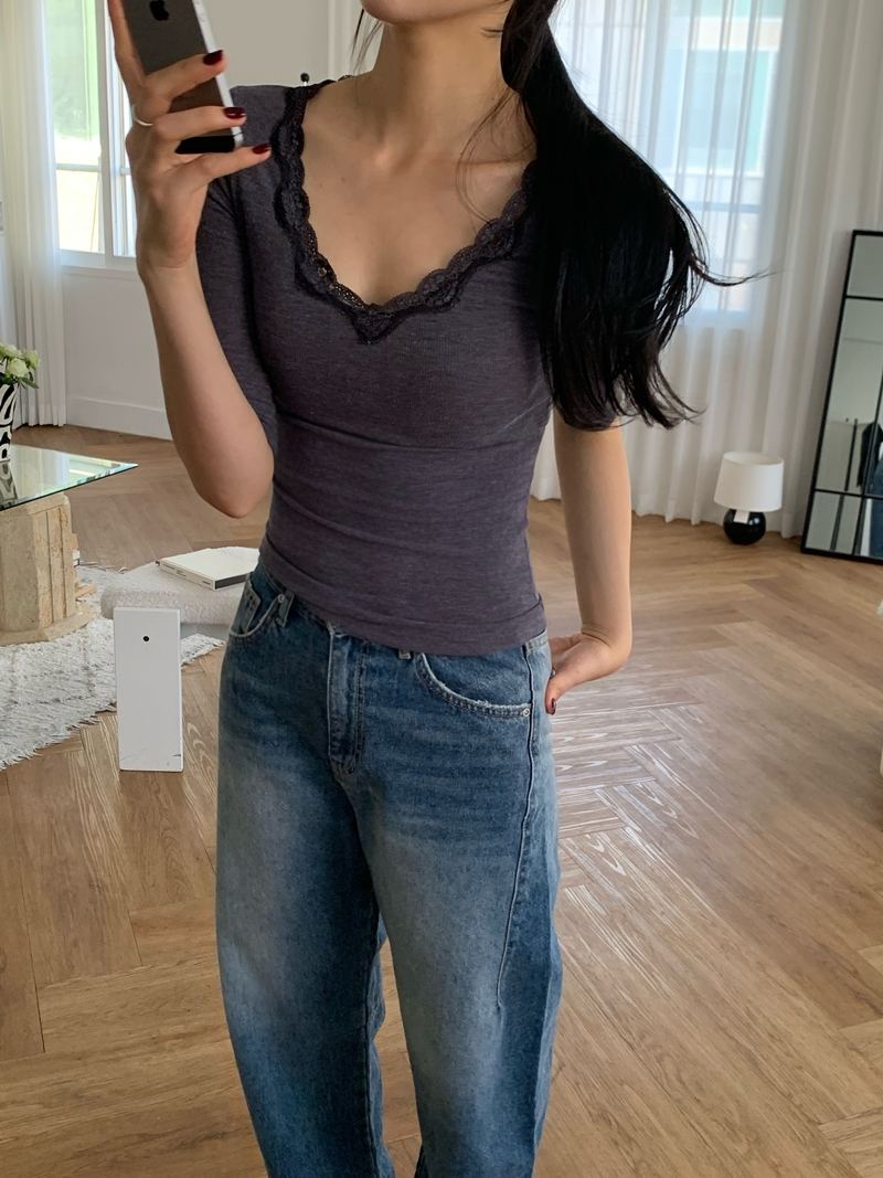 26fw Lace cotton 7부- TEE (3COLOR)