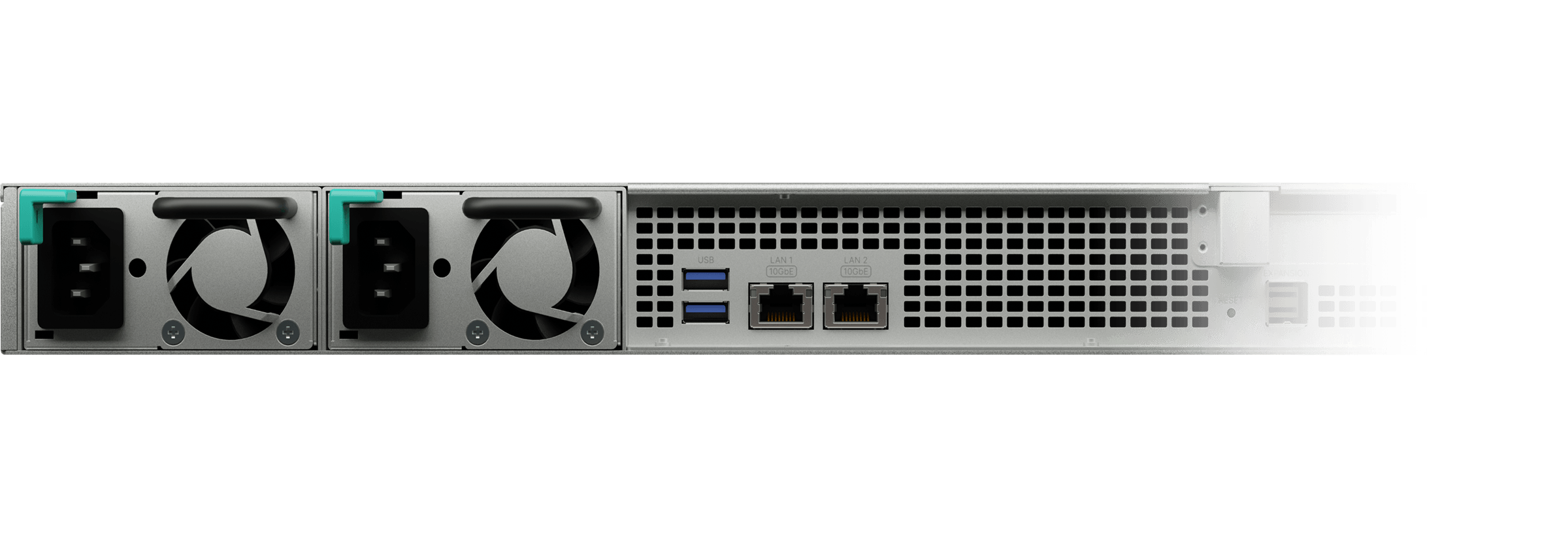 Synology RS1626xs+ 후면 이중 전원 공급 장치 및 포트 이미지