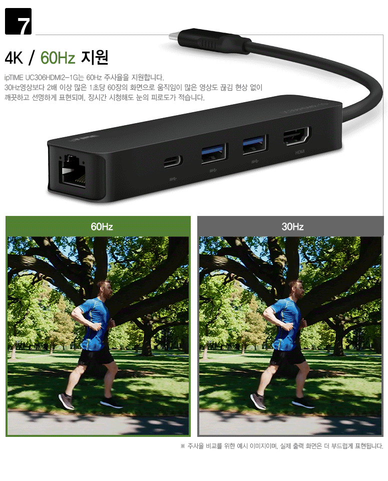 ipTIME C타입 USB 멀티 허브 UC306HDMI2-1G 전면 디자인 GIF