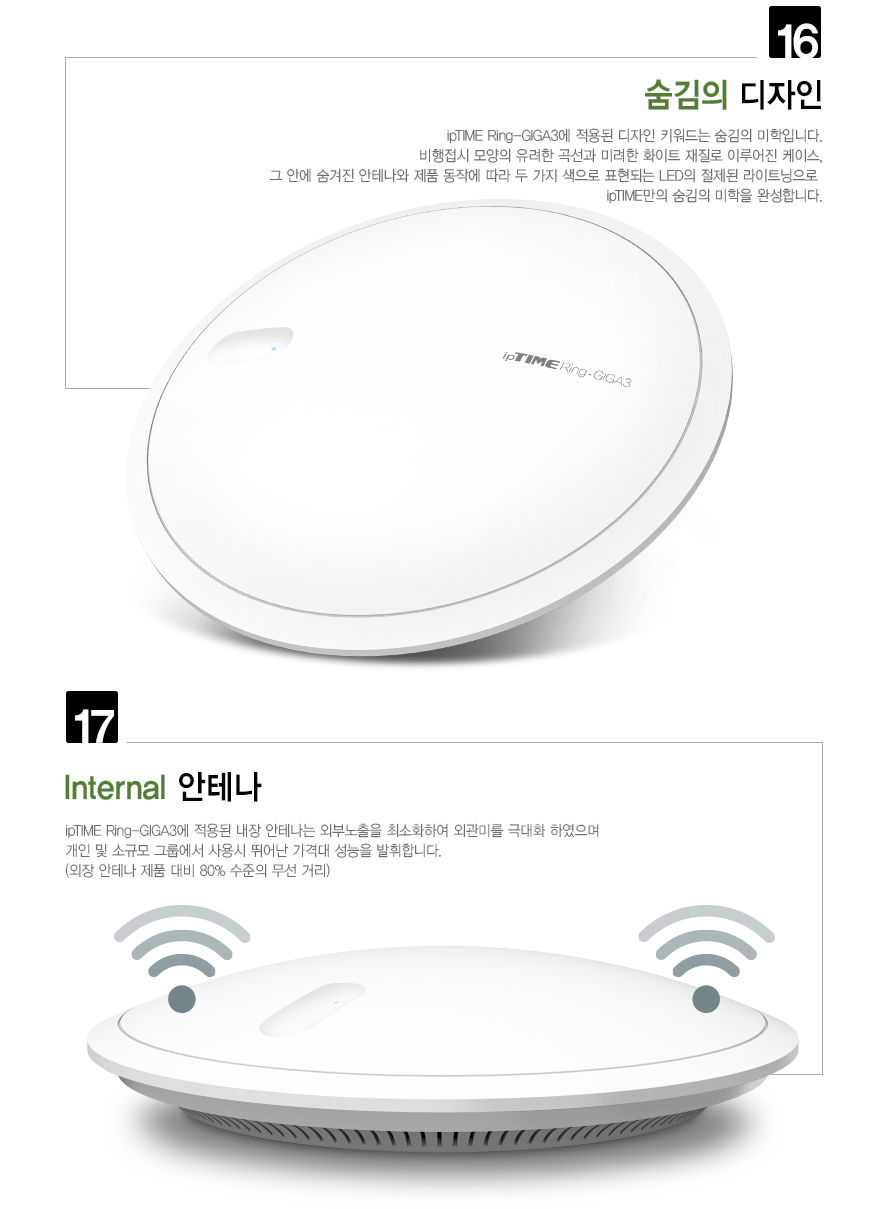 ipTIME Ring-GIGA3 기가비트 랜포트 연결 예시