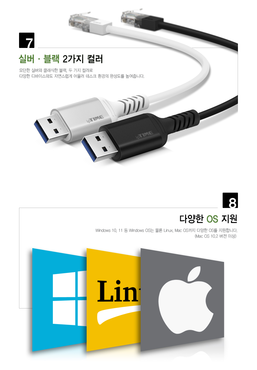 U2LAN 케이블 다양한 기기 호환성 설명 이미지