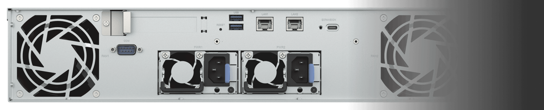 Synology RS1226RP+ 후면 네트워크 및 확장 포트 이미지