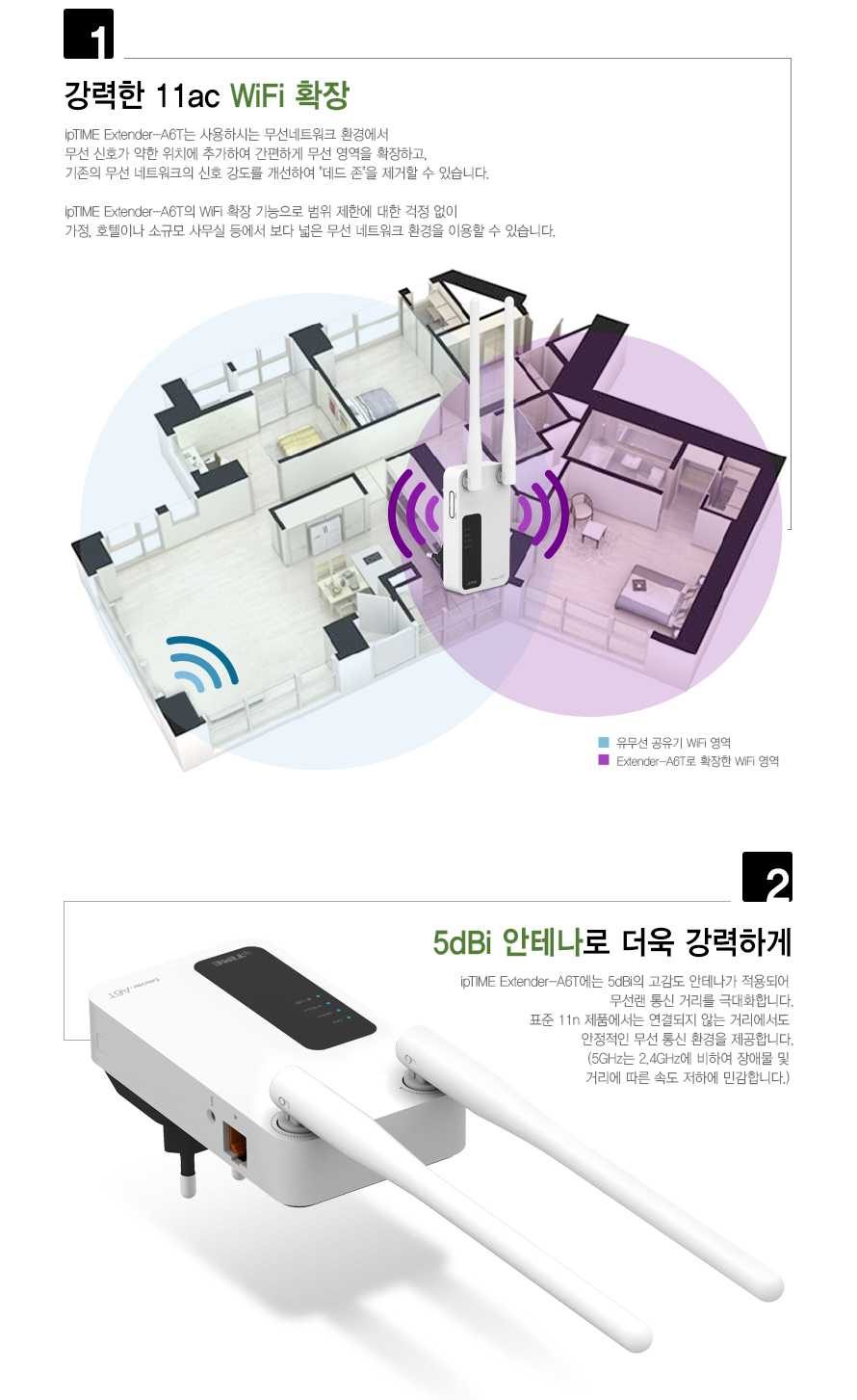 아이피타임 Extender-A6T 무선 확장기 전면 제품 이미지
