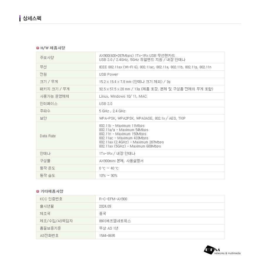 아이피타임 AX900mini USB 랜카드 제품 상세 이미지