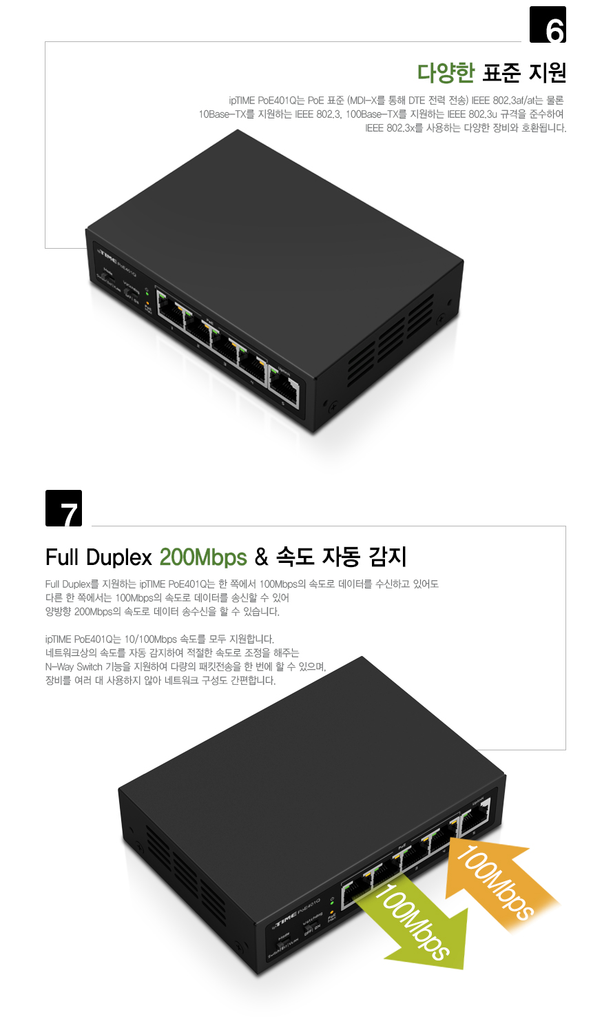 PoE 전력 공급 가능 전압 및 출력량 설명 그래픽