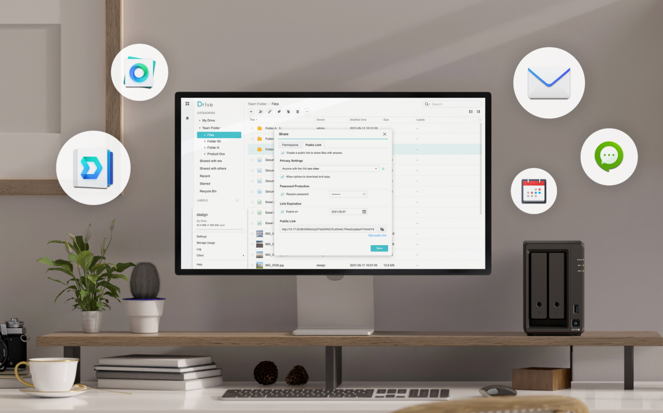 DS225+ 협업 도구 강조 일러스트