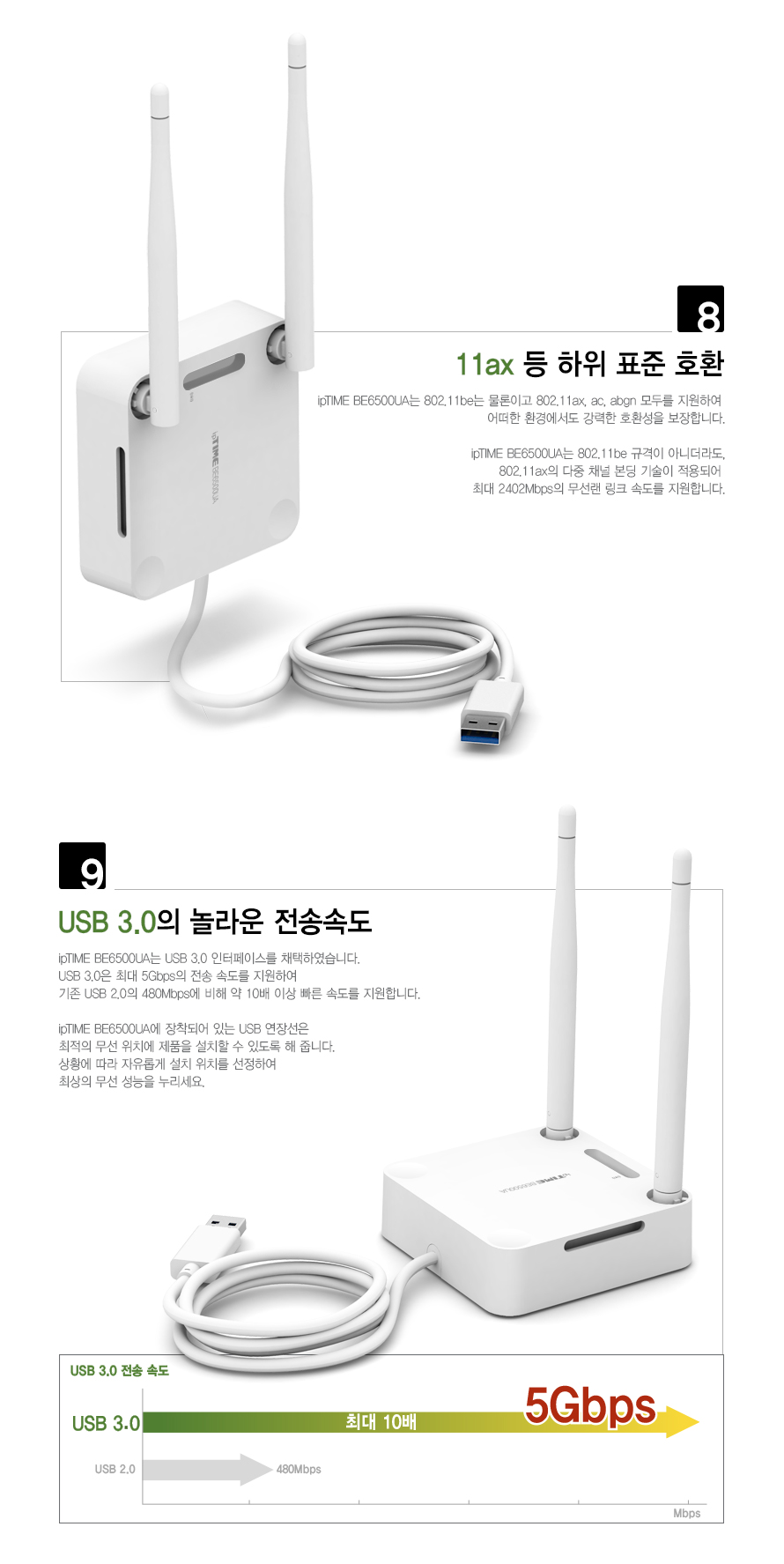 BE6500UA의 USB 인터페이스 및 호환성