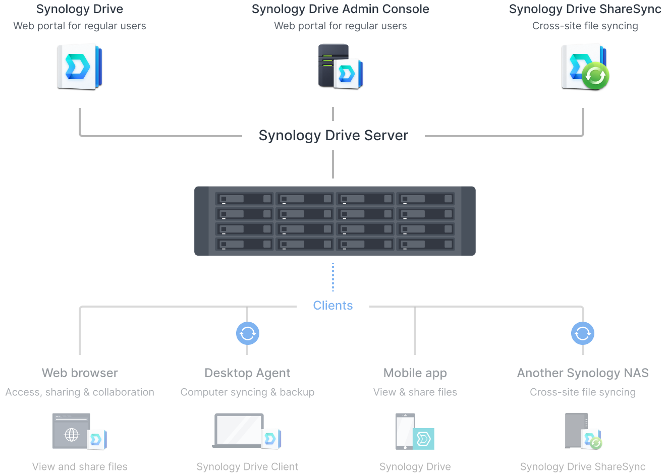 RS2825RP+ 파일 공유 솔루션 일러스트