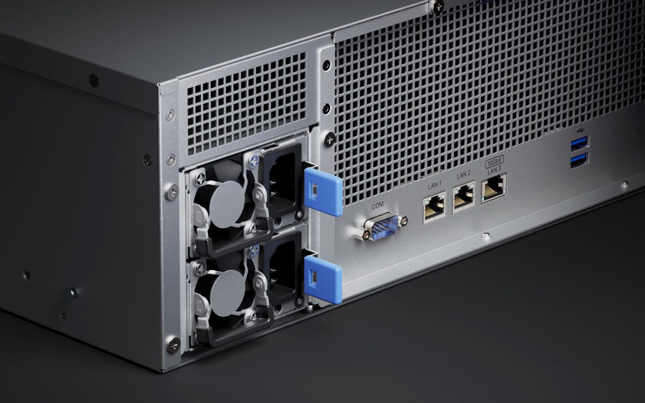 Synology RS2825RP+ 후면 이중 전원 공급 장치 사진