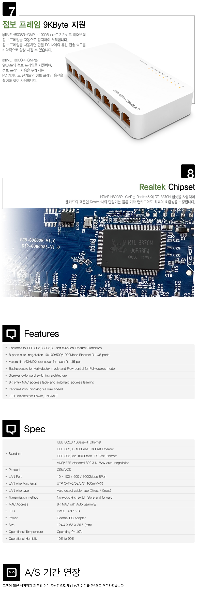 H8008R-IGMP 고속 기가비트 유선 네트워크 전송 성능 이미지