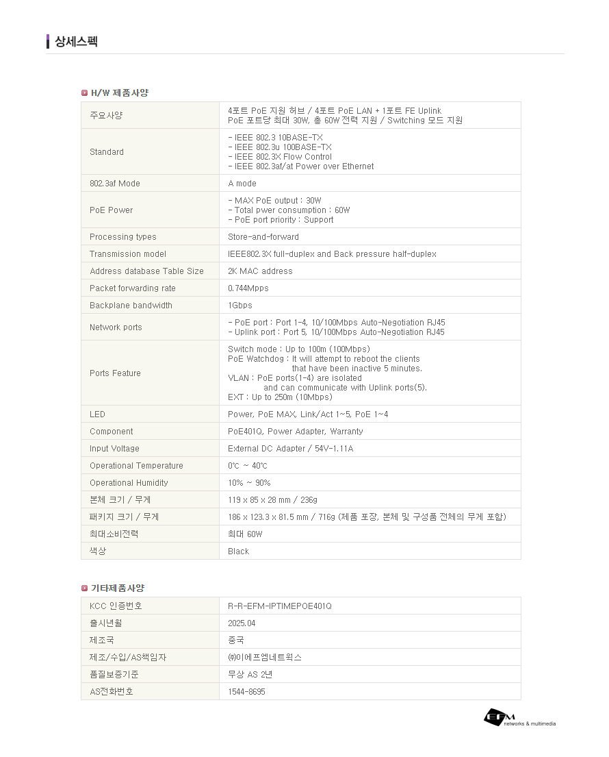 ipTIME POE401Q 제품 박스 패키지 이미지