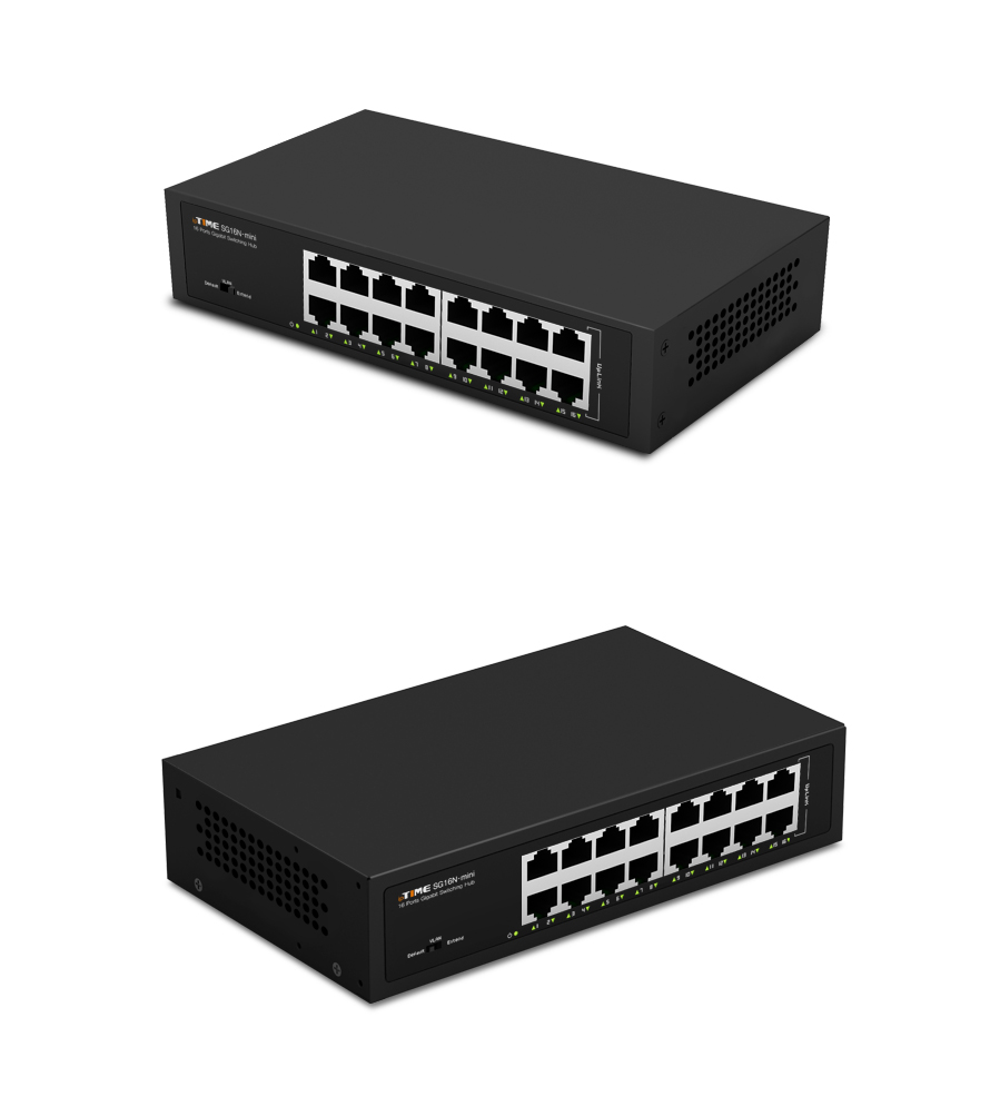 아이피타임 SG16N-mini 16포트 기가비트 허브 네트워크 연결 예시