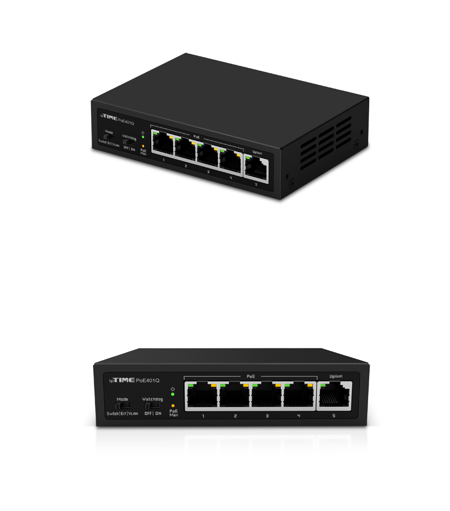 ipTIME POE401Q 구성품 전체 이미지 (어댑터 포함)