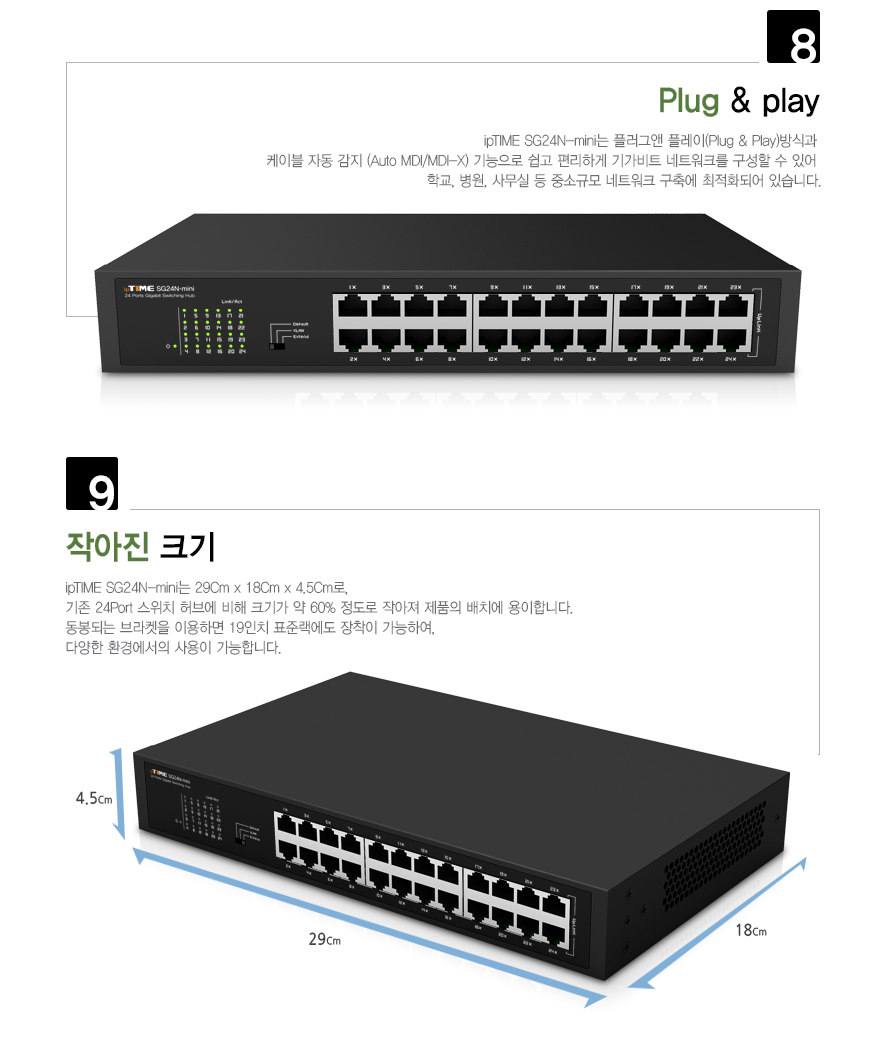 아이피타임 SG24N-mini 스위칭 허브 박스 패키지 이미지