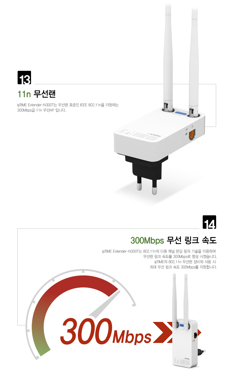 아이피타임 Extender-N300T Wi-Fi 커버리지 확대 예시 이미지