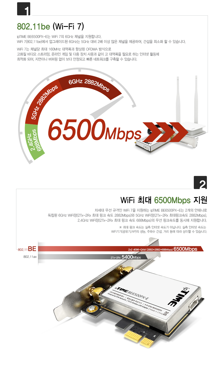 BE6500PX-E PCIe 랜카드 구성품 및 패키지 이미지