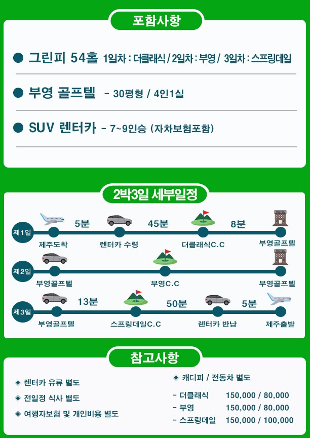 ⛳ 10•11월 가을 제주골프 2박3일(더클래식 + 부영 + 스프링데일)