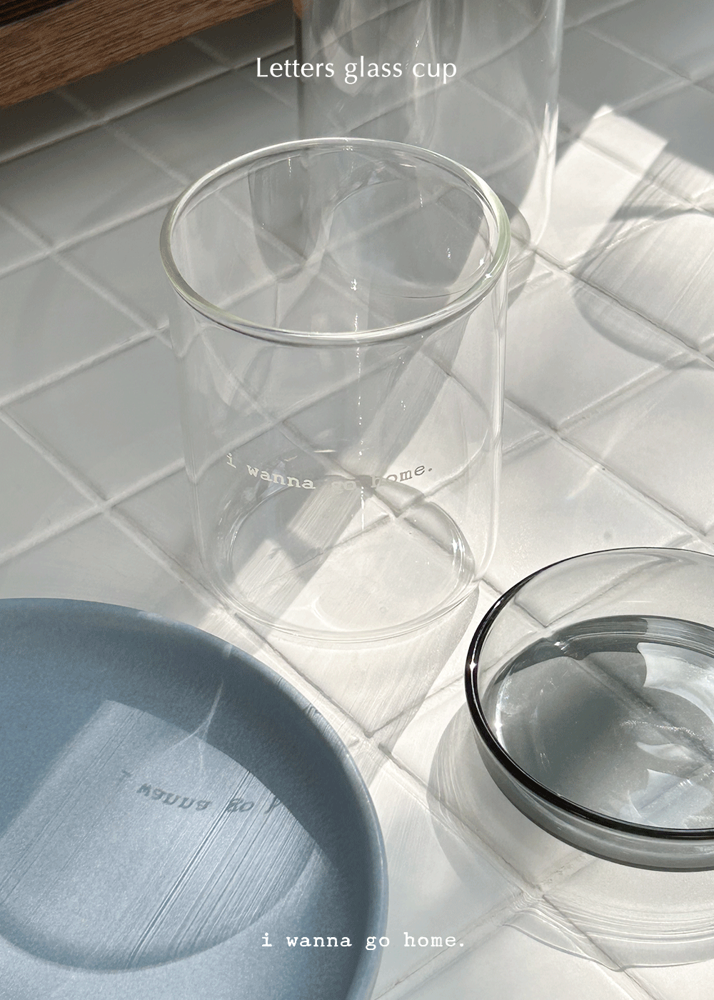 [Renew] Letters glass cup + Color lid (3 sizes)