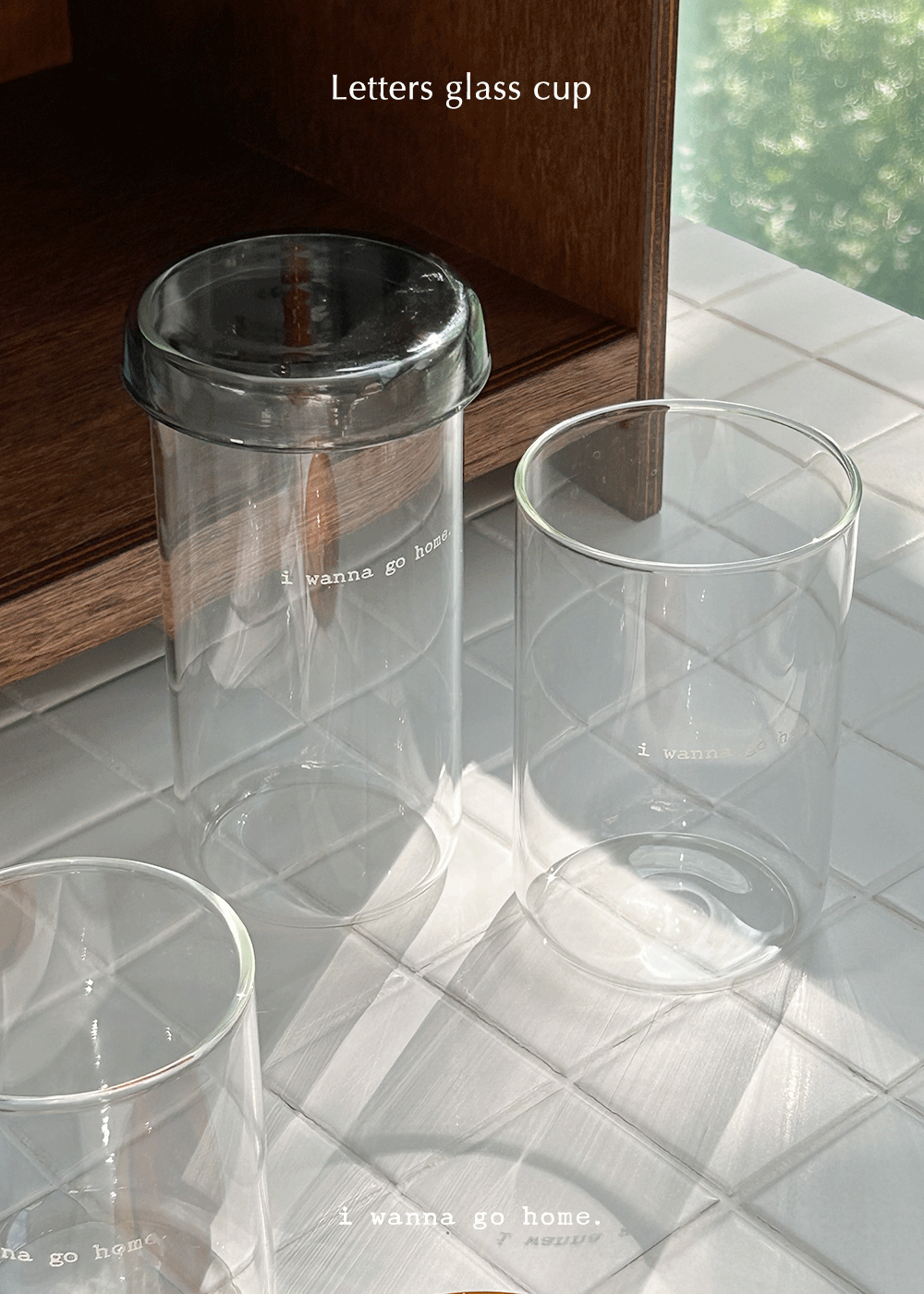 [Renew] Letters glass cup + Color lid (3 sizes)