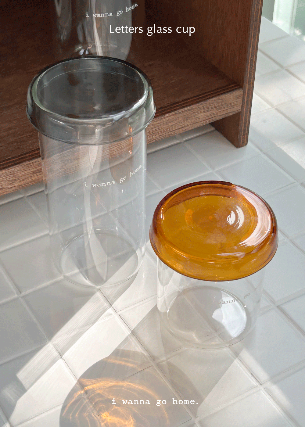 [Renew] Letters glass cup + Color lid (3 sizes)