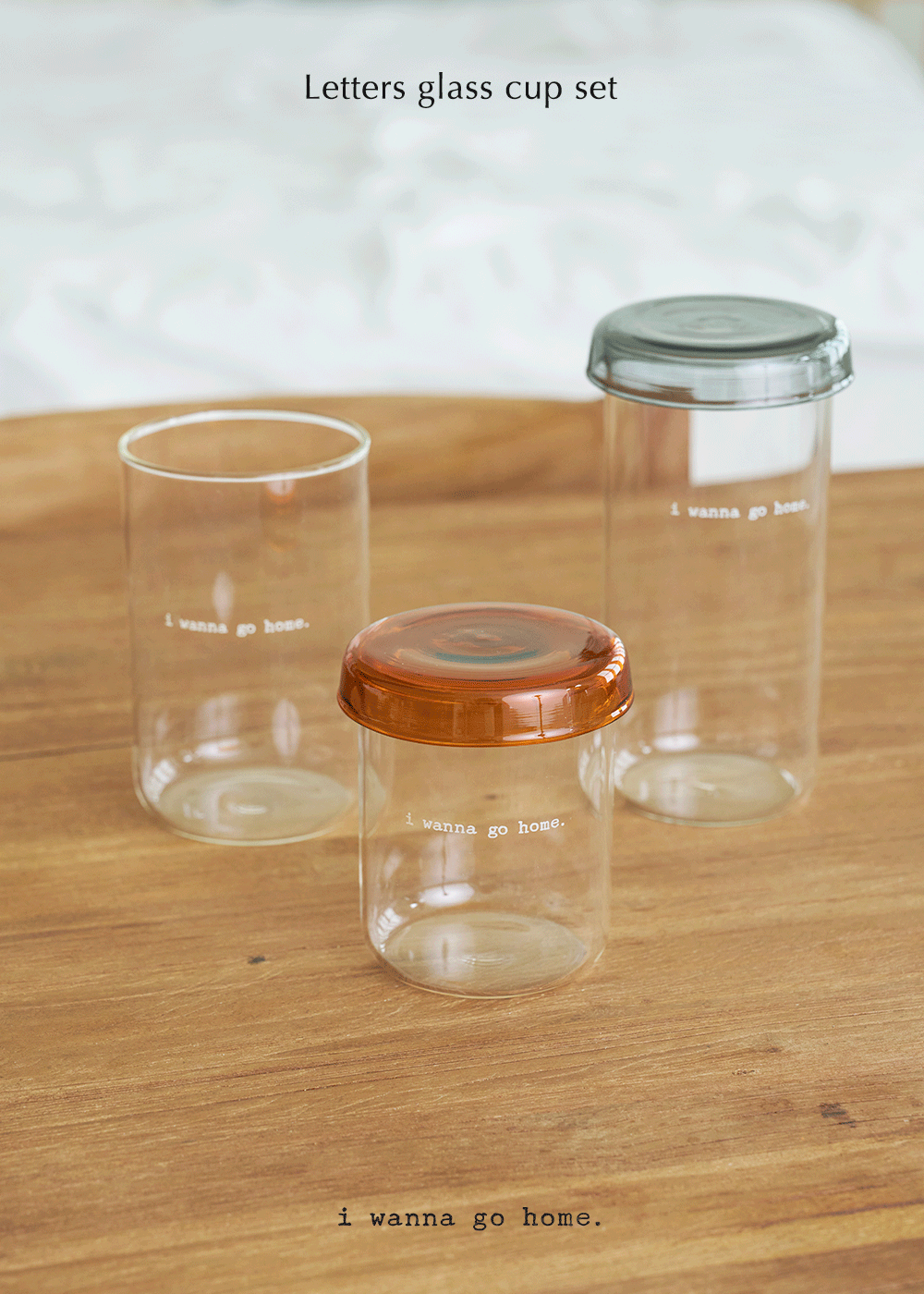 [2026 ver.] Letters glass cup + Color lid (3 sizes)