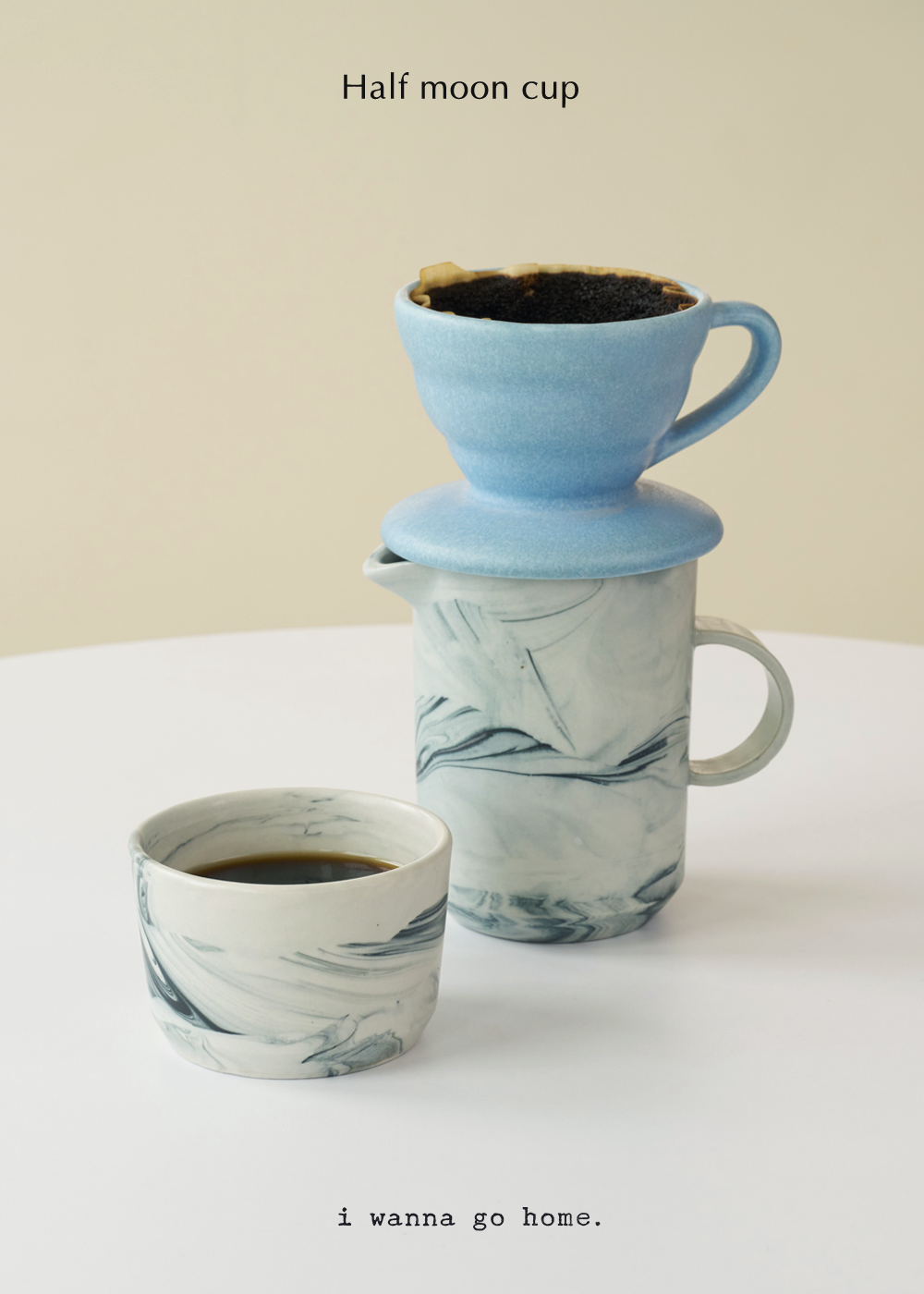 Half moon cup (marble black)