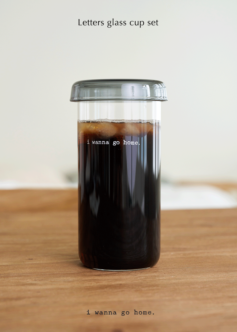 [2026 ver.] Letters glass cup + Color lid (3 sizes)
