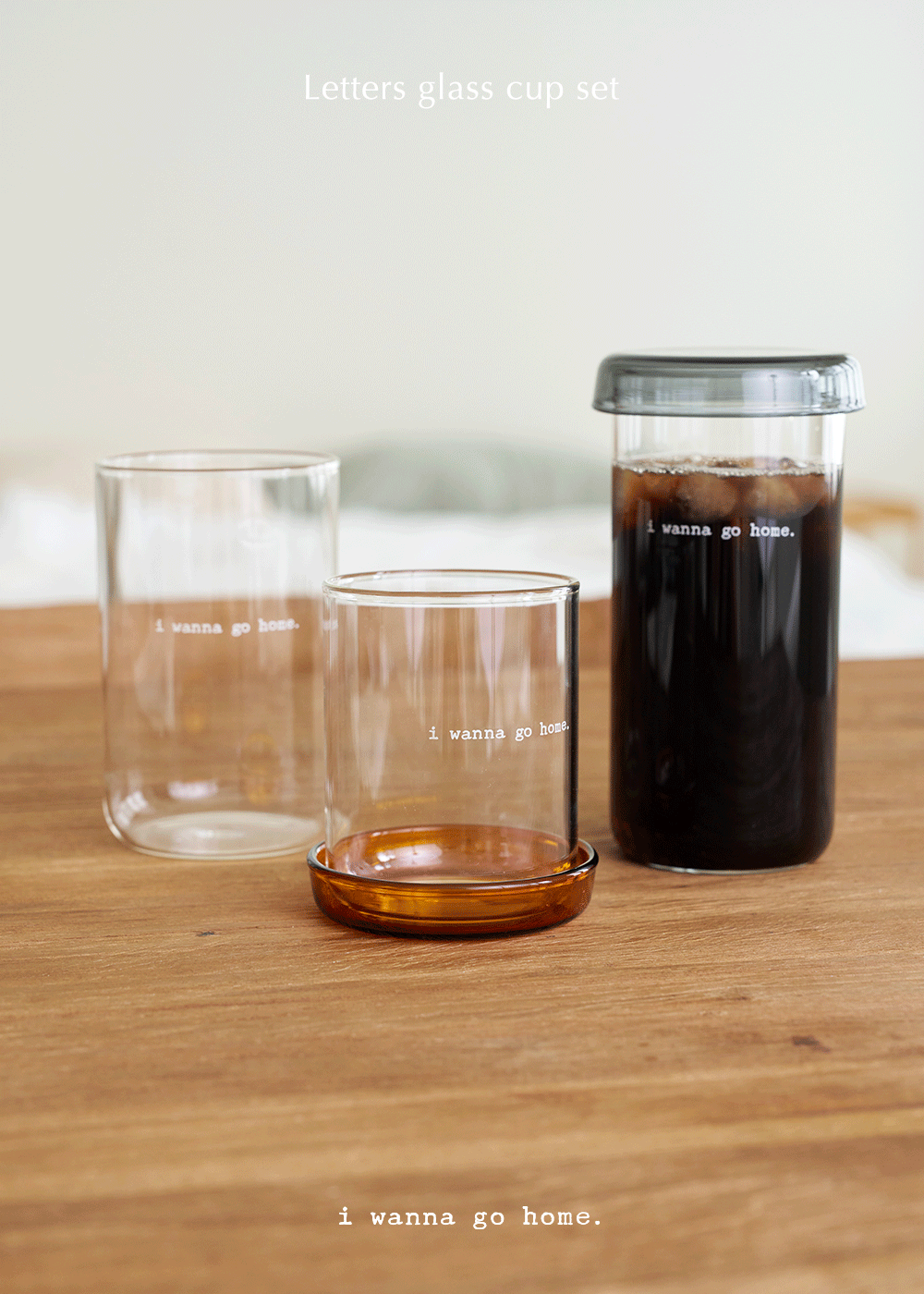 [2026 ver.] Letters glass cup + Color lid (3 sizes)