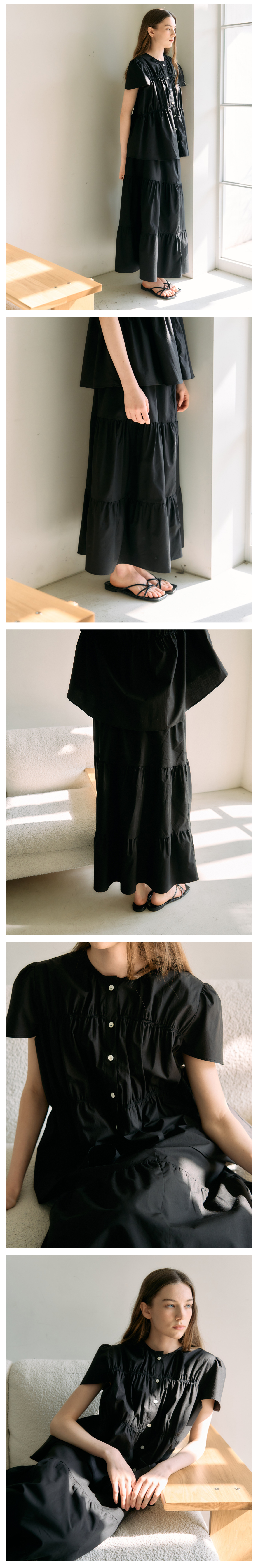Lunee Shirring Panel Skirt_2Color