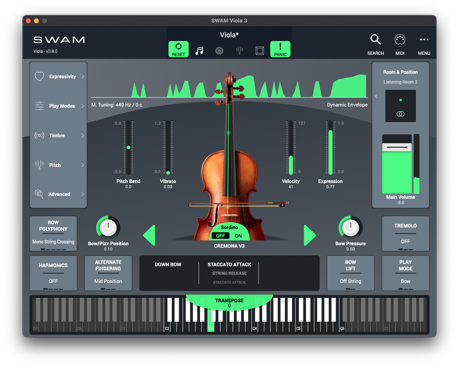 SWAM Viola interface