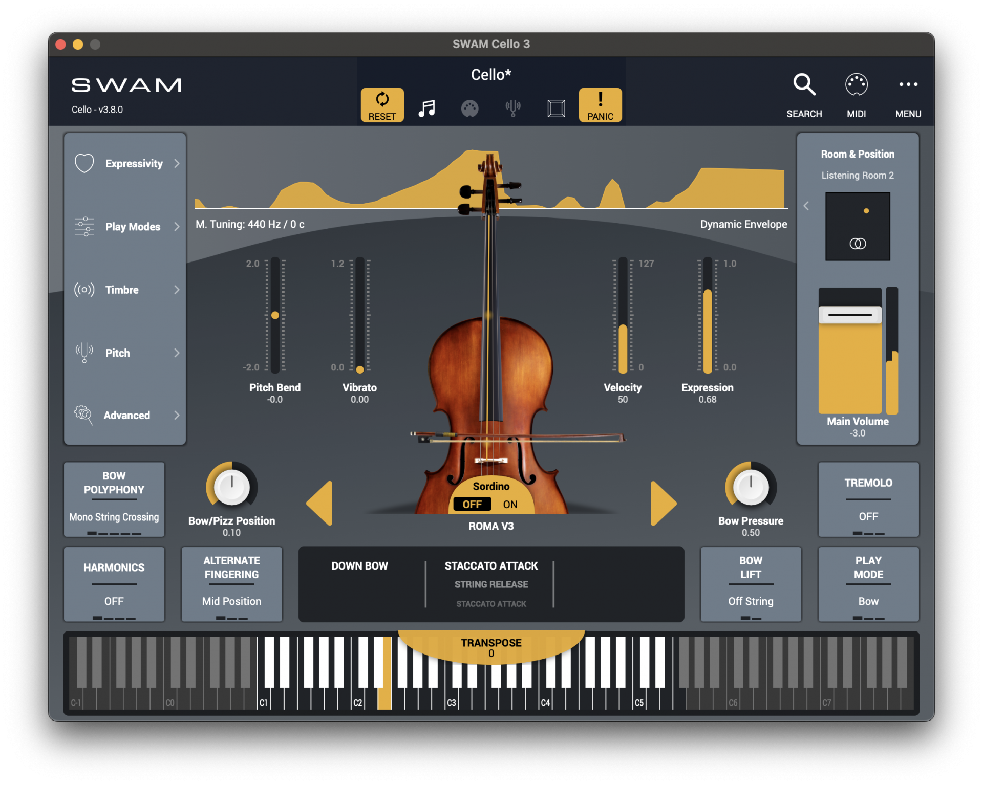 SWAM Cello interface