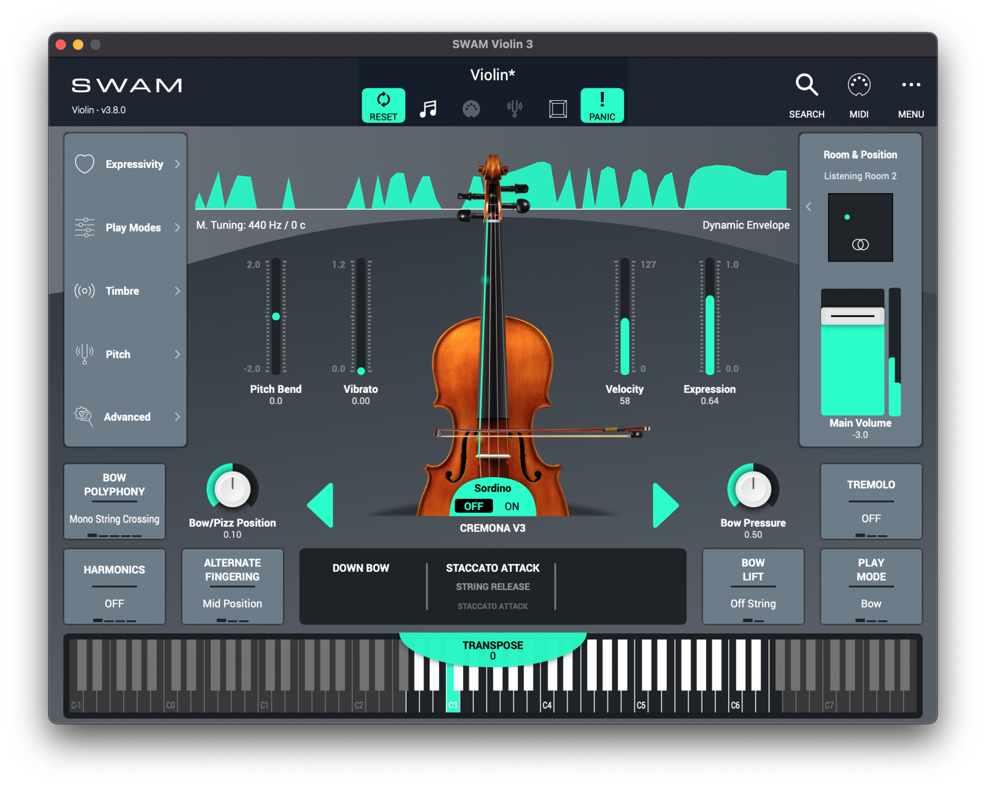 SWAM Violin interface